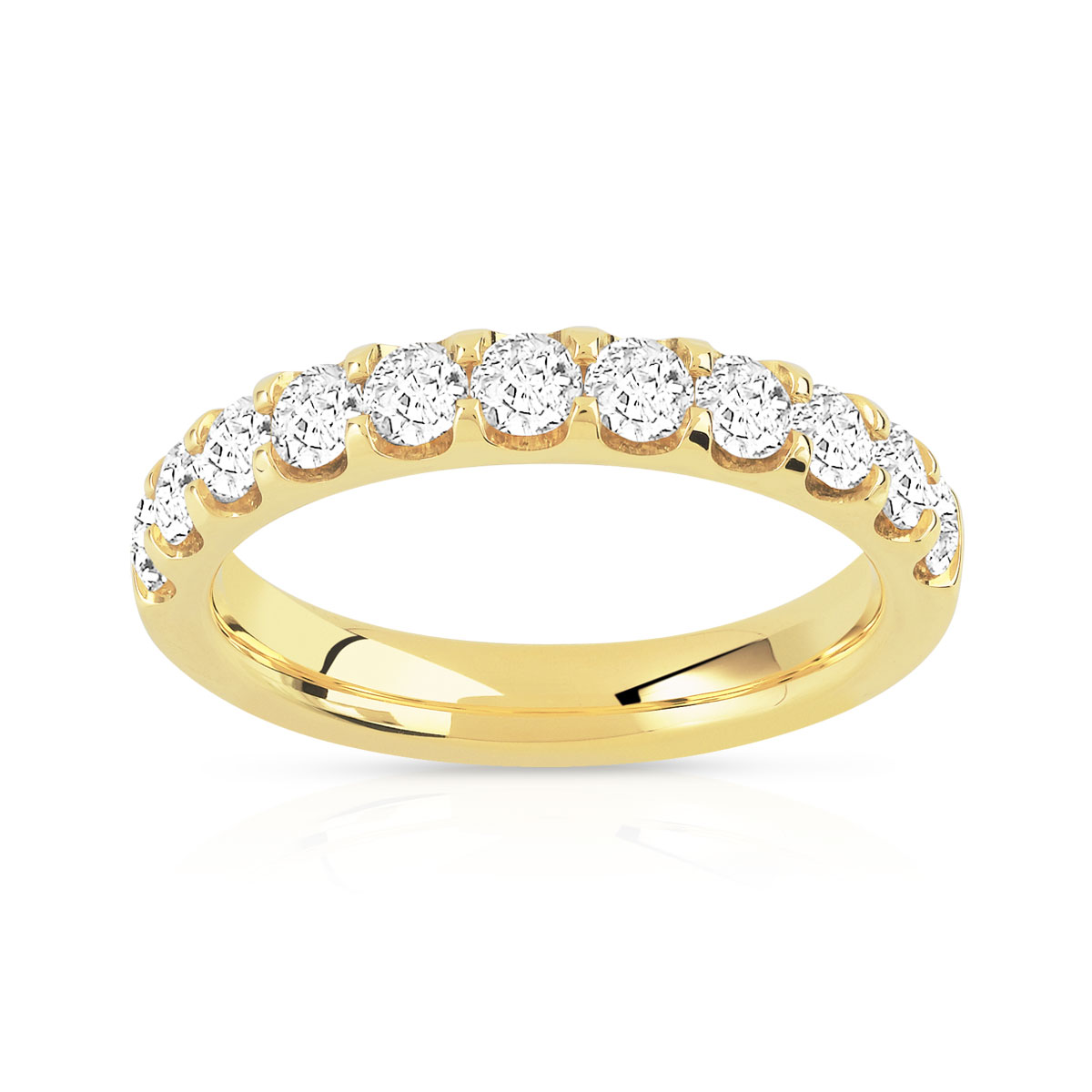 Alliance demi-t or 750 jaune diamants synthétiques 1 carat
