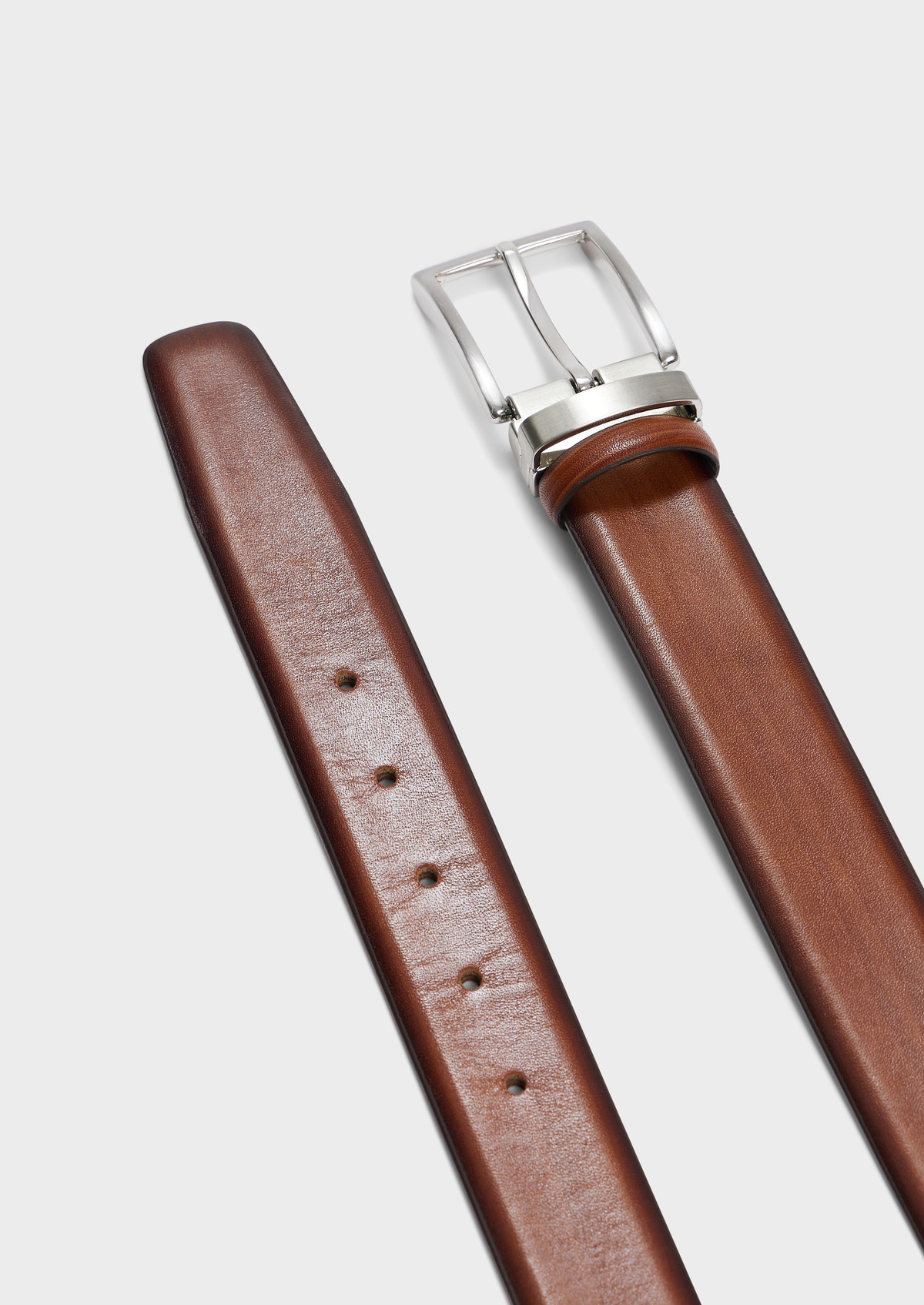 Ceinture ajustable en cuir lisse cognac