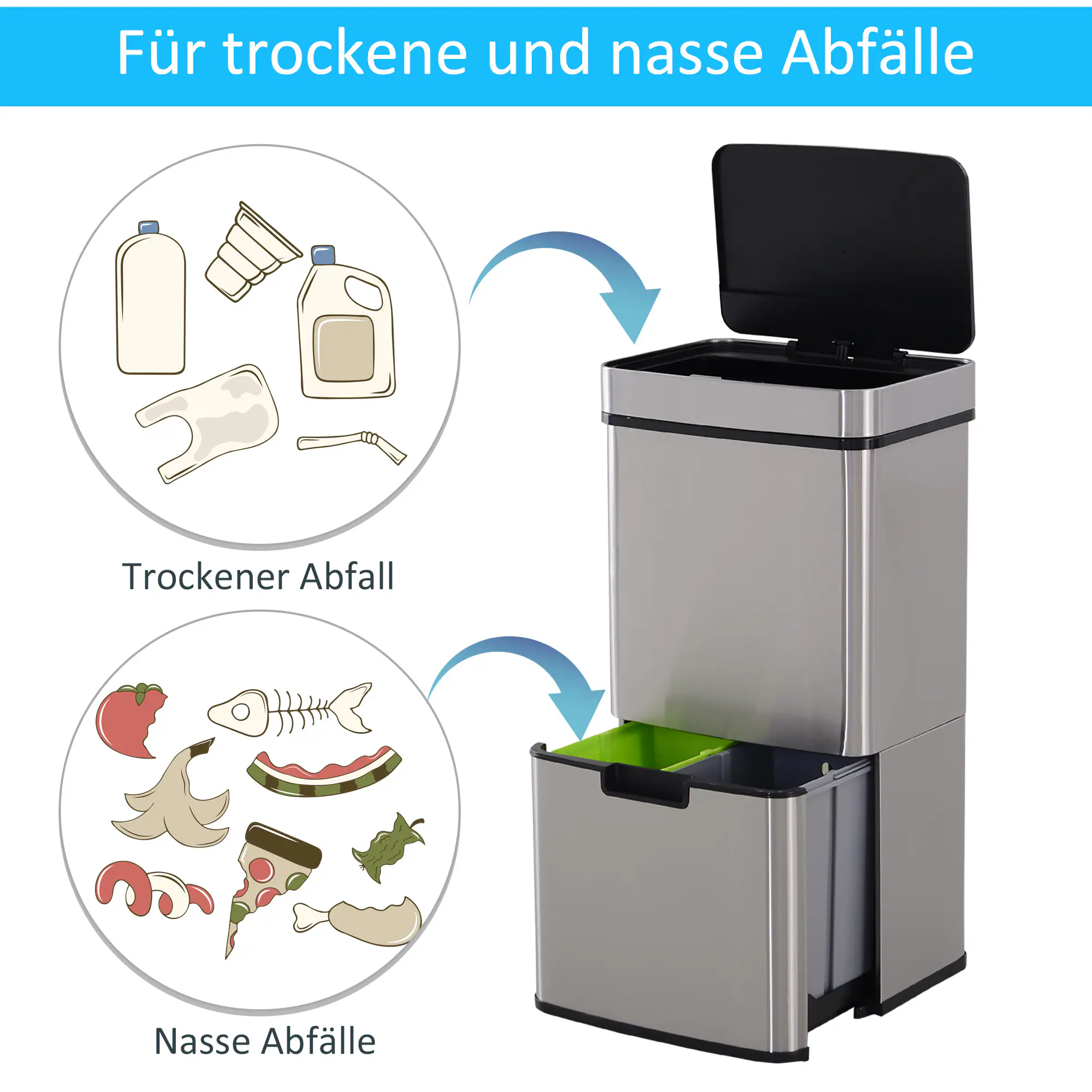 HOMCOM Abfalleimer mit Sensor silber 42 x 30 x 81 cm (LxBxH)