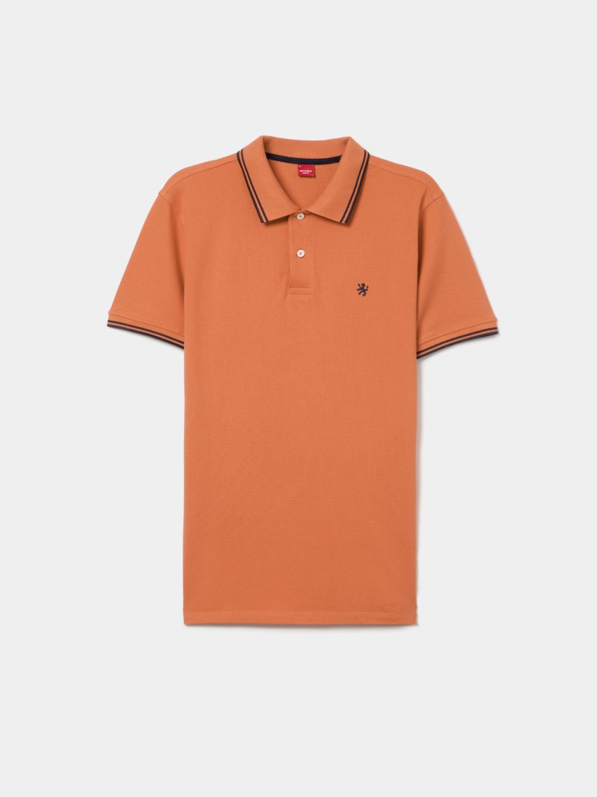 Polo piqué slim fit com riscas