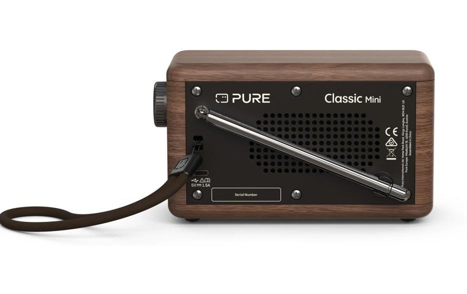 DAB+ Radio Classic Mini Schwarz/WalnussTragbares, akkubetriebenes Digitalradio mit Bluetooth 5.3