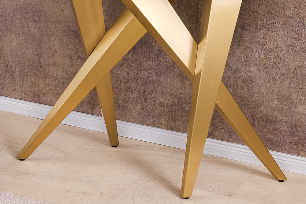 Design Konsolentisch ART LIVING 140cm weiß Marmor Keramik champagner gold brushed