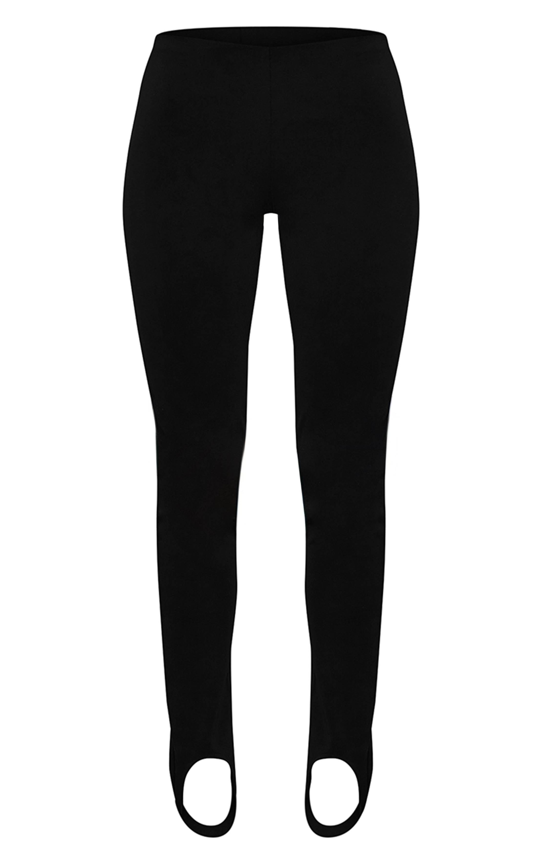 Noir Legging Côtelé Sculpté Avec Détail Étrier