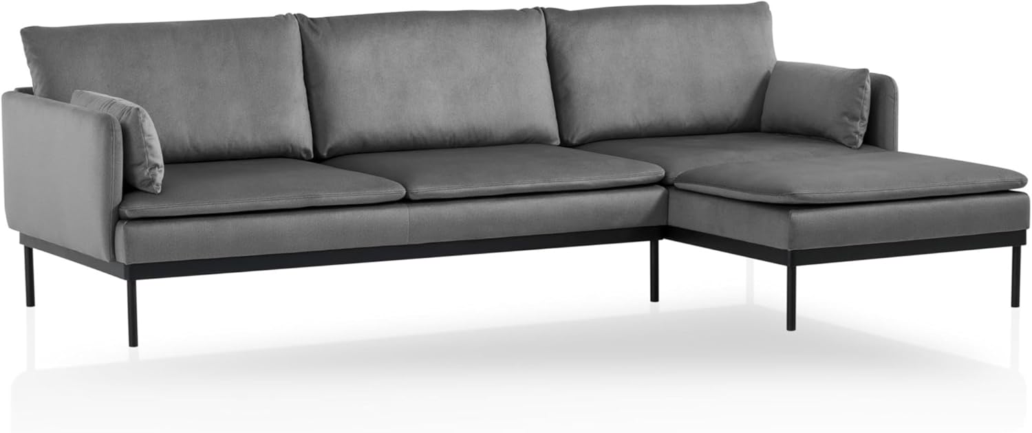 Traumnacht Ecksofa Lyon Sofa 2-Sitzer mit Recamiere, anthrazit/Recamiere lässt sich flexibel an der rechten oder linken Seite anbauen, produziert nach deutschem Qualitätsstandard, leichter Aufbau