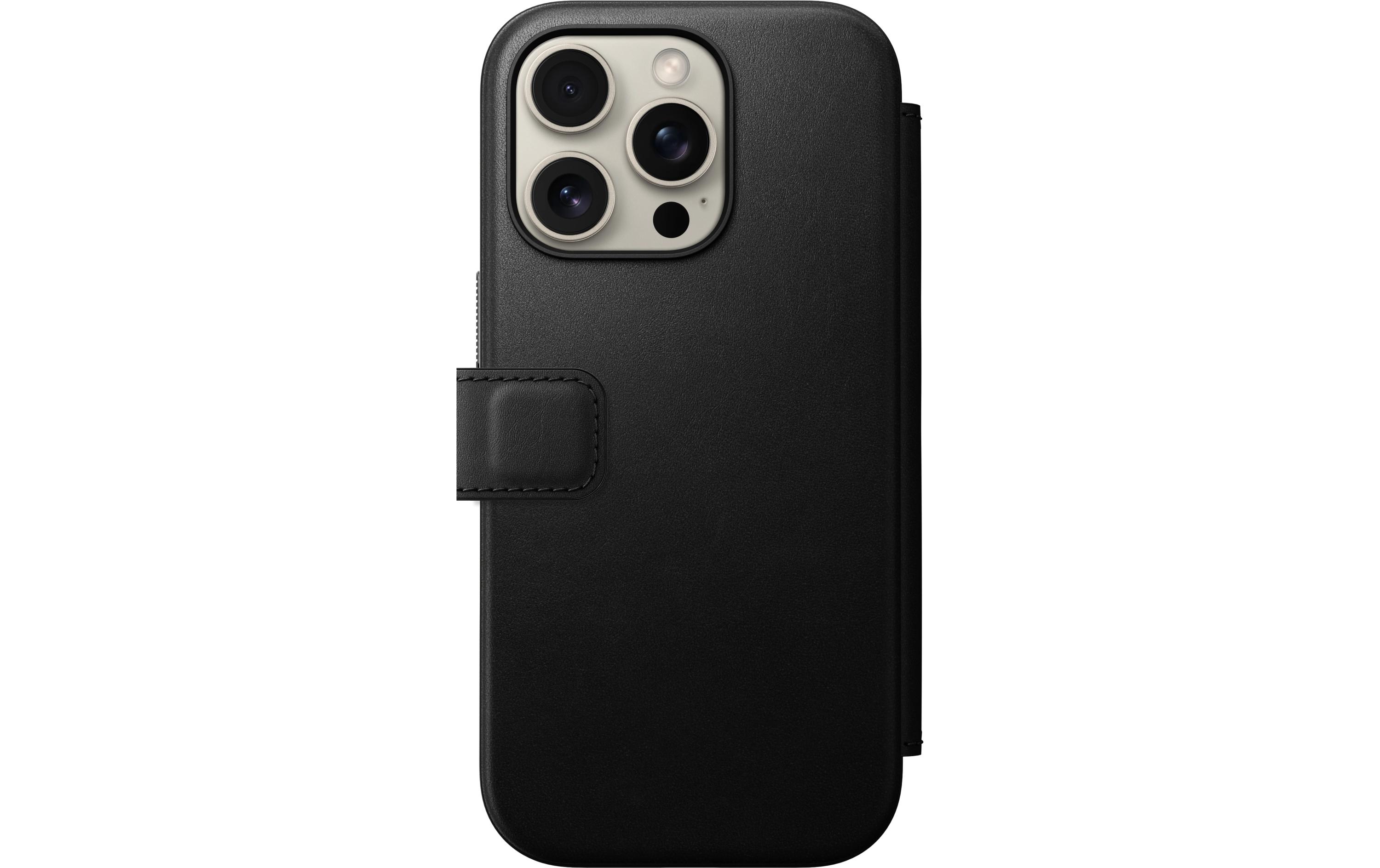 Book Cover Modern Leather iPhone 16 Pro SchwarzModernes Leder Folio für das Apple iPhone 16 Pro
