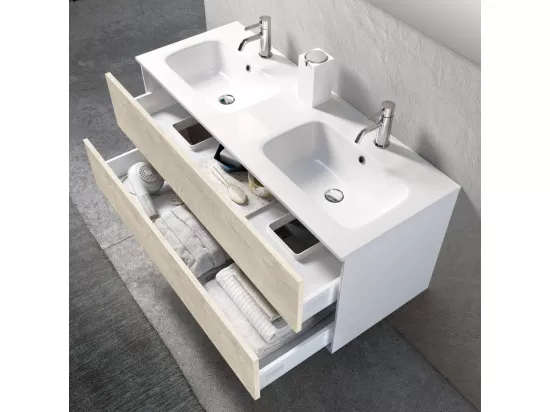 Ensemble de salle de bain double vasque 5 pièces IGEA chêne alaska