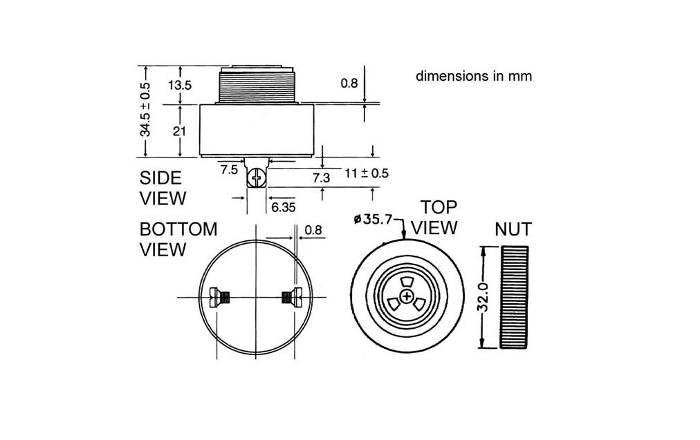 Summer mit reglebarer Lautstärke 3 - 24 V DCBuzzer mit mit reglebarer Lautstärke