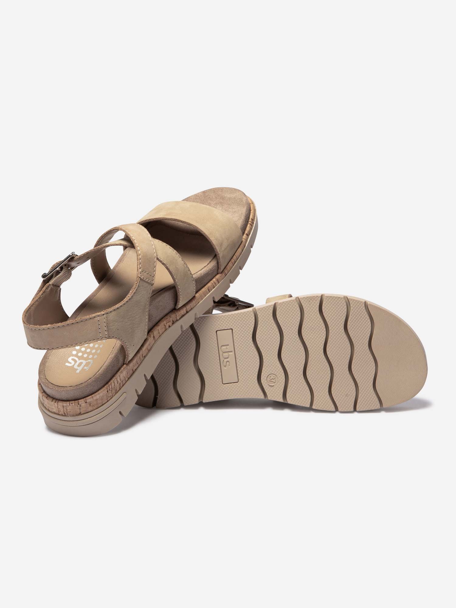 Sandales Femme Semelle Mi-Haute Cuir Beige