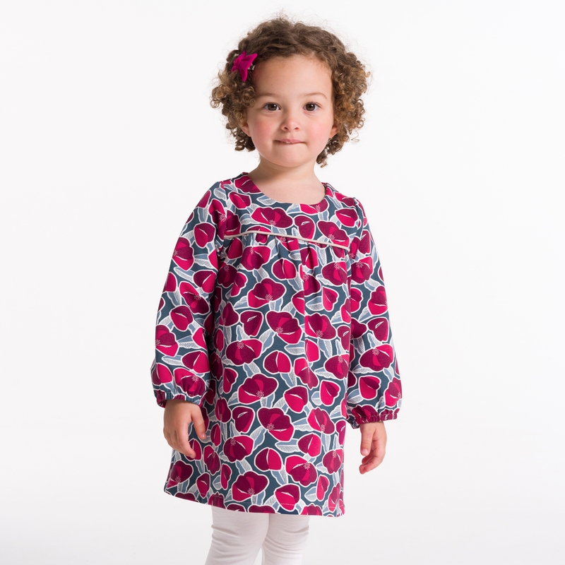 Robe molleton fleurie et legging rose bébé fille