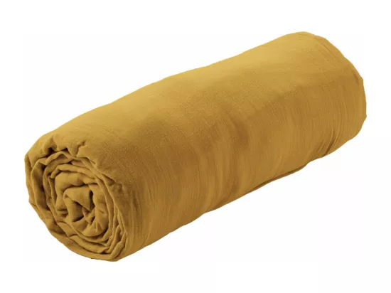 OUREA - Drap Housse 140x190cm Gaze de Coton Safran