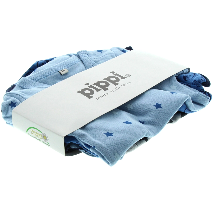 Pippi Langarm Body 4er-Pack blue
