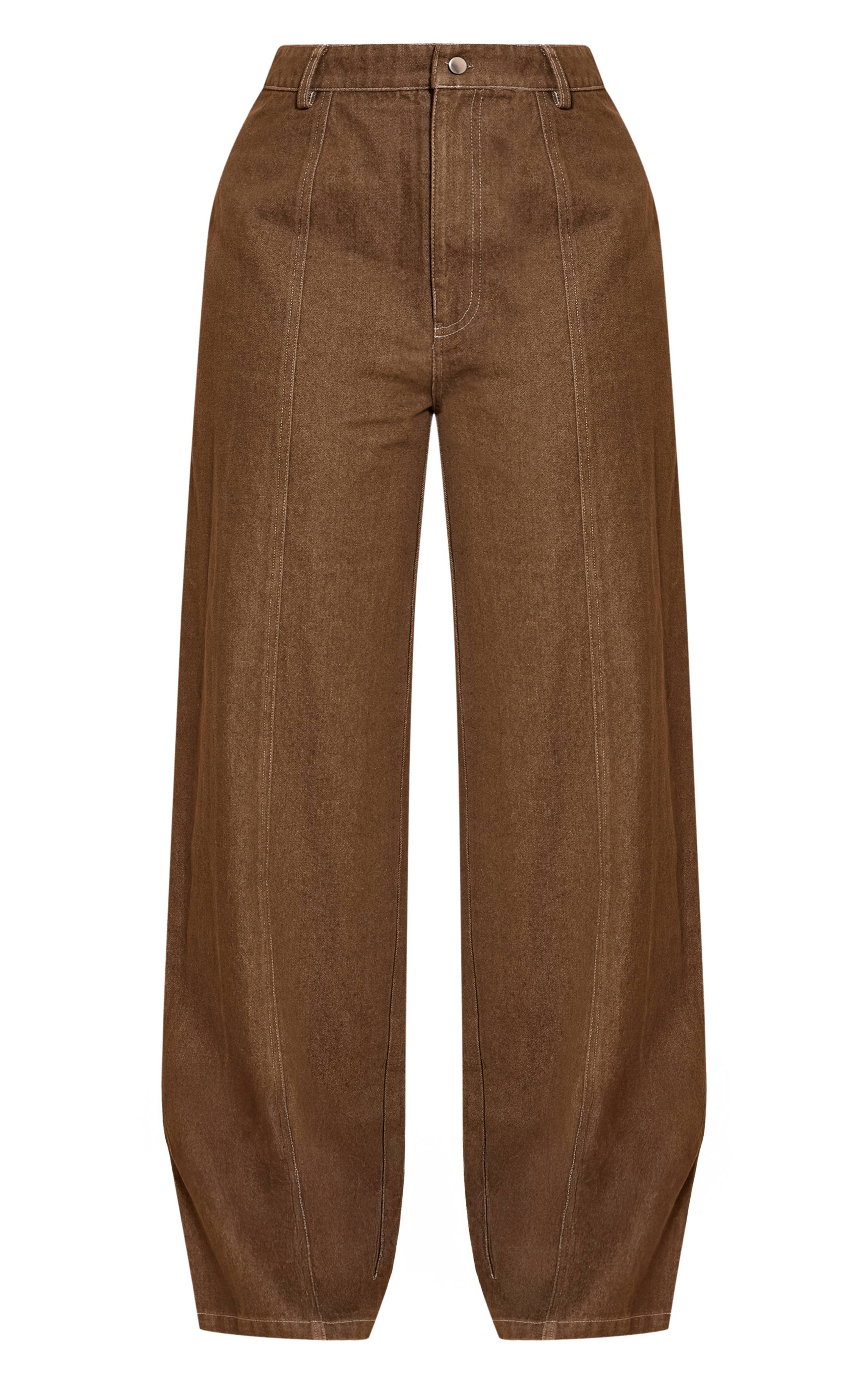 Kaki Pantalon Droit En Sergé Avec Couture Frontale Façonnante