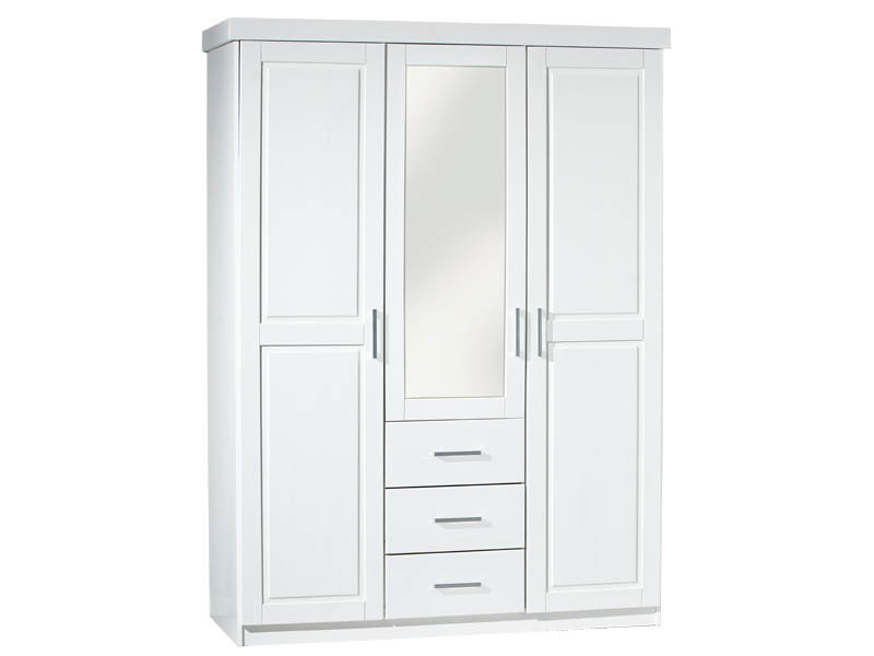 Drehtürenschrank GERALDO - weiß - Kiefer massiv - 140 cm breit