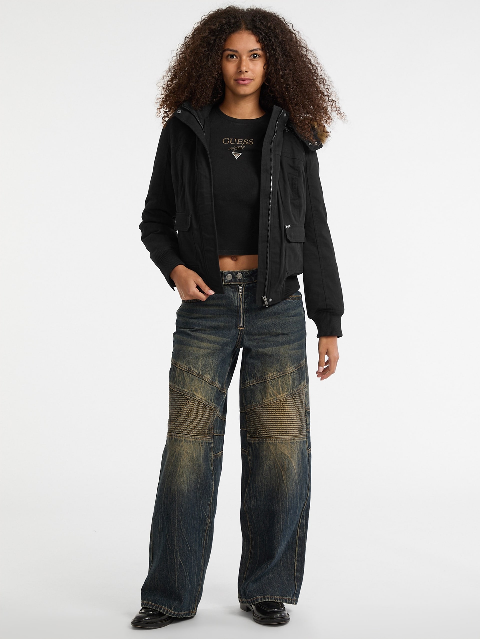 Parka com capuz em pele sintética ecológica da GUESS Originals
