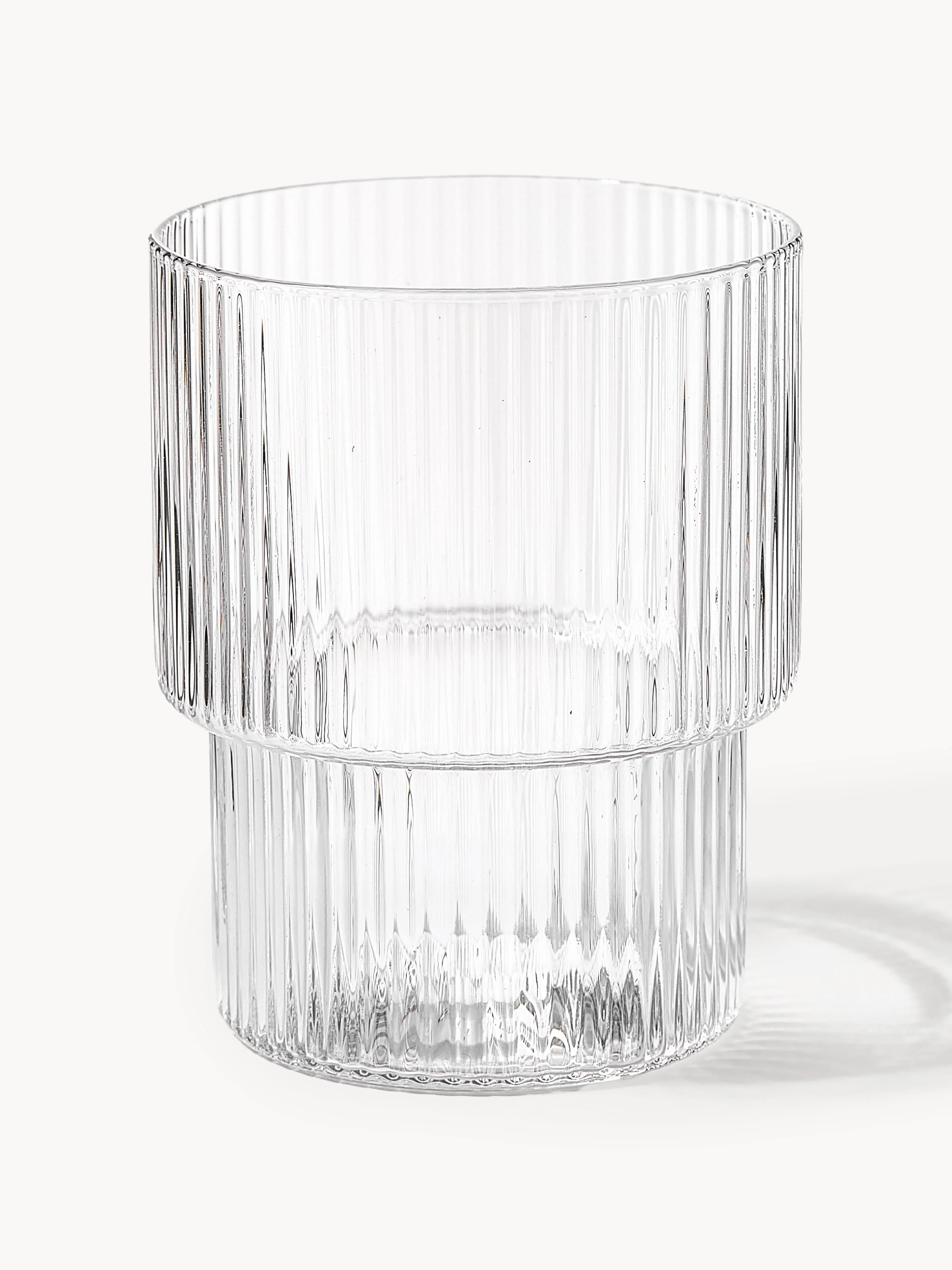 Mondgeblazen tumblers Ripple met groefreliëf, 4-delig