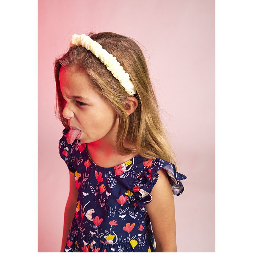 Serre-tête en broderie anglaise pour fille - Jaune