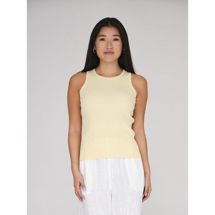 A-VIEW Rib knit tank top Pale yellow