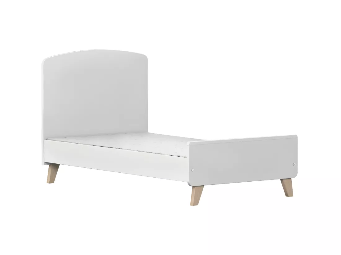 Pack lit bébé évolutif avec matelas 70x140 cm panneaux de fibres blanc et noisette KOMBU