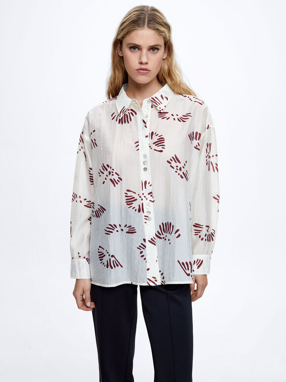 Camisa de liocel estampada - Branco-sujo