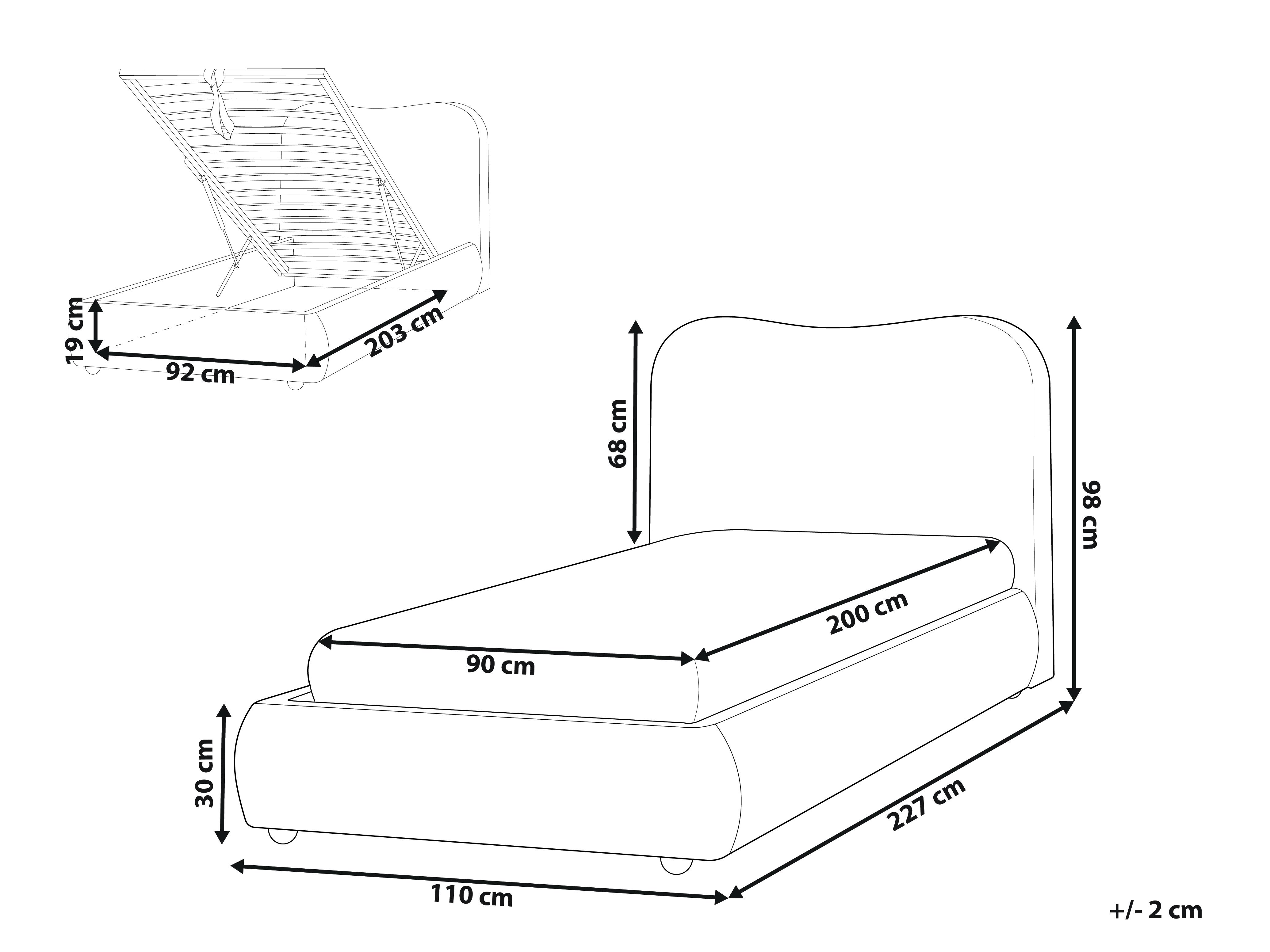Bed met opbergruimte Bouclé BLAGNAC 90 x 200 cm Gebroken wit