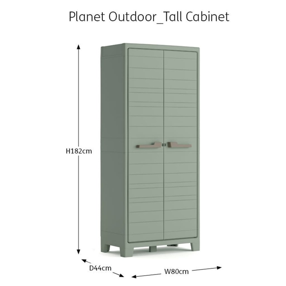 Armoire de rangement d'extérieur avec étagères planet gris jade