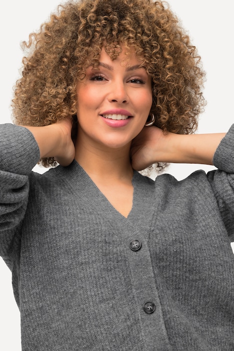 Strickjacke, V-Ausschnitt, Knopfleiste, Raglanärmel