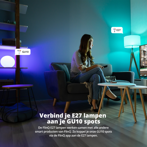 FlinQ Led Lamp Smart E27 9 Watt RGB + Wit Alexa & Google Assistant 2
