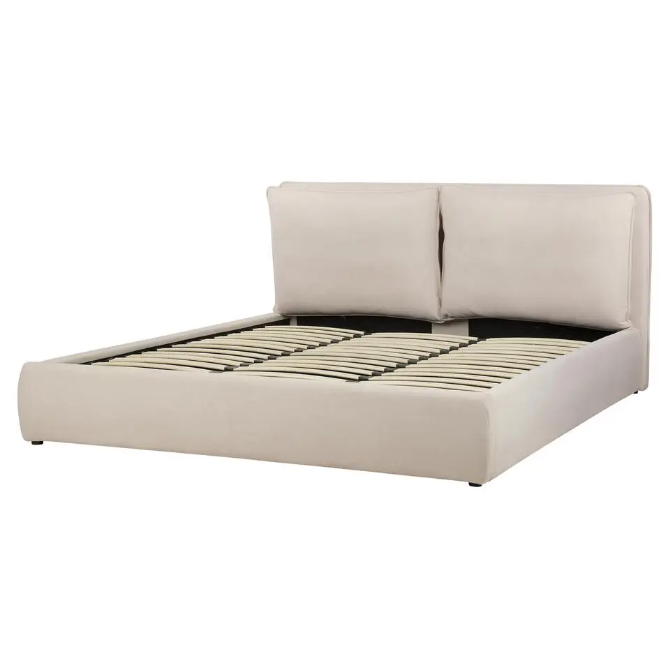 BAJONNA - Bed met opbergruimte - Lichtbeige - 180 x 200 cm - Polyester