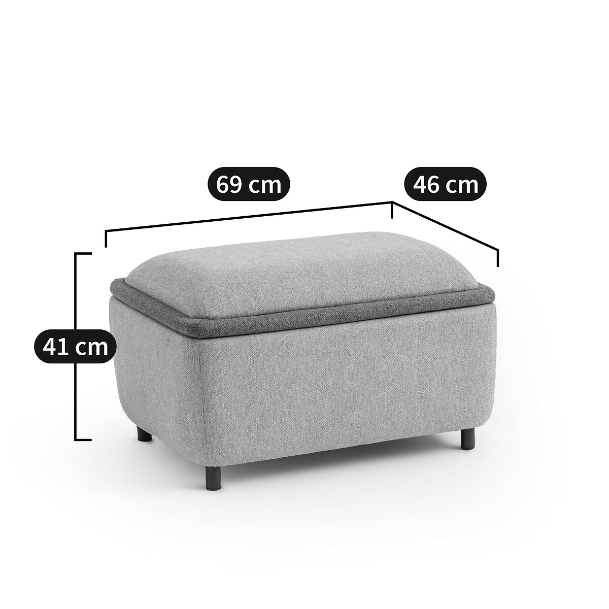 LA REDOUTE INTERIEURS<br>Puff 3 em 1: assento, arrumação e mesa de centro, Jimba