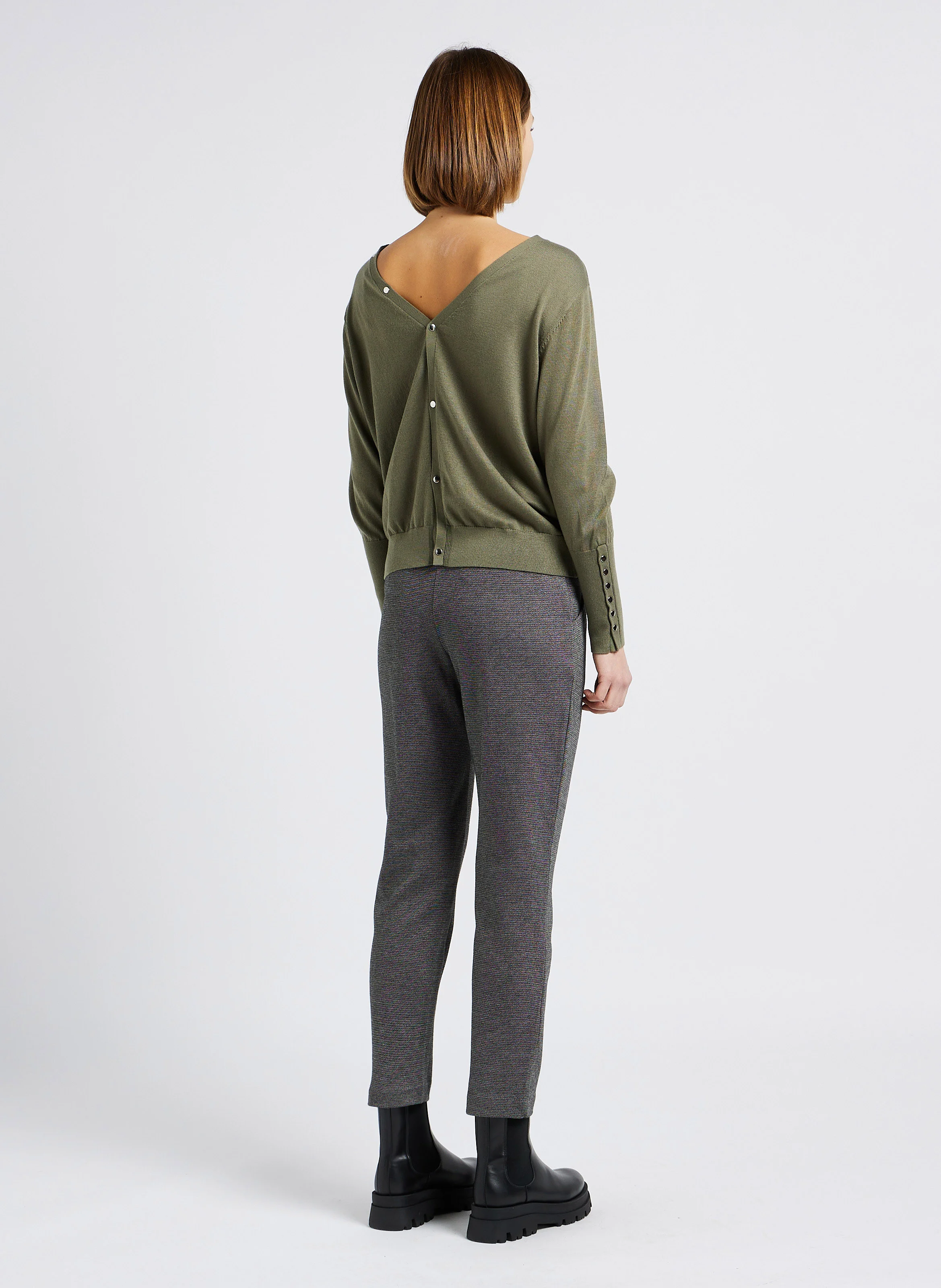 Pull droit à col rond | Kaki