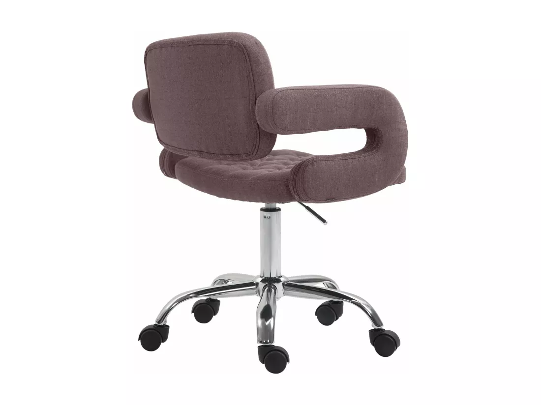 Chaise de bureau - Tissu & Métal chromé - Marron - Dublin