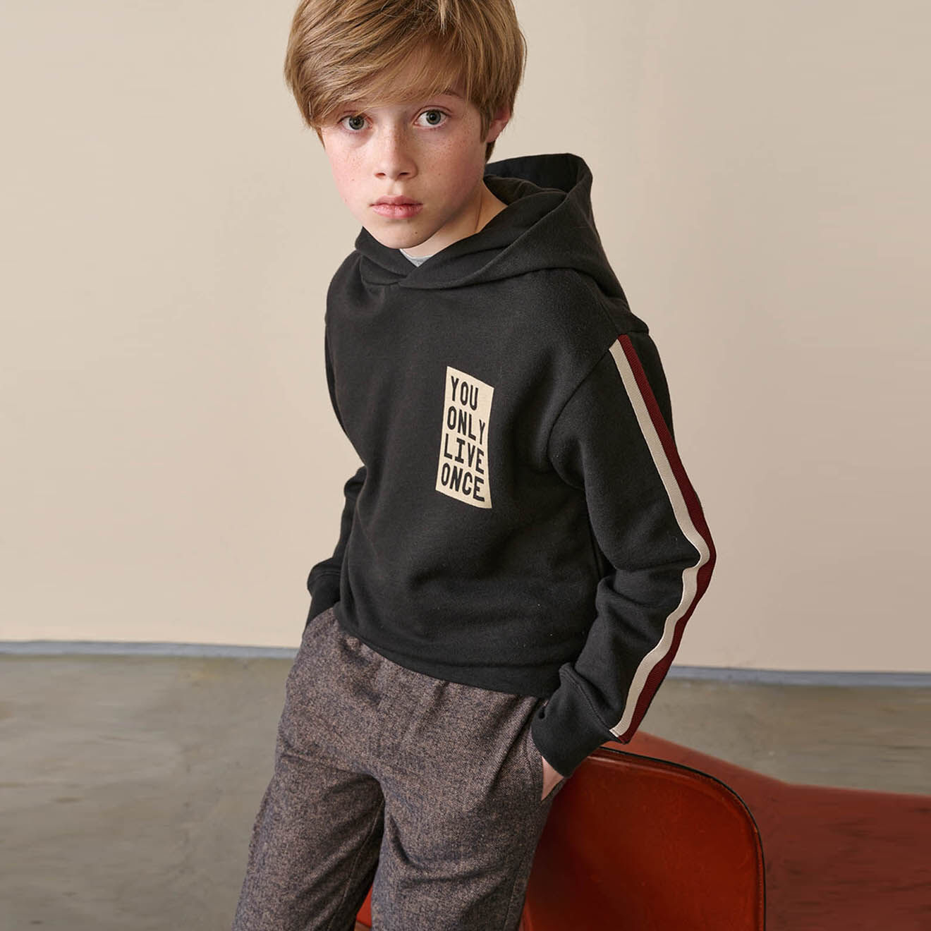 Bellerose Sweat à capuche Furcy en Coton anthracite