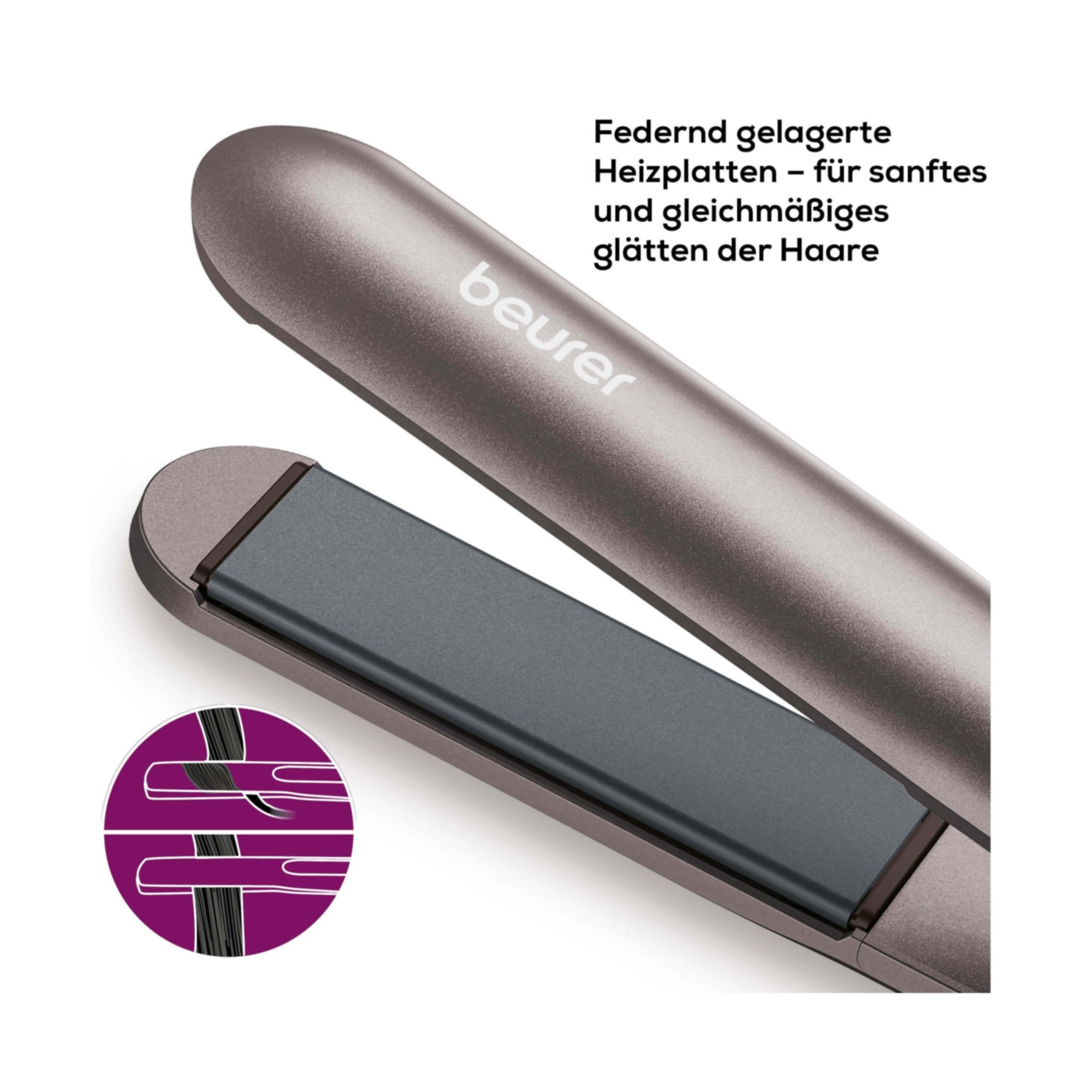 HS 15 Haarglätter Basic Line Keramik Haar Glätteisen mit Aufhängeöse (10074) - Grau