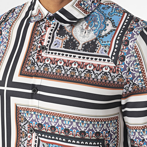 Chemises Manches Longues Blanc Noir Marron Bandana