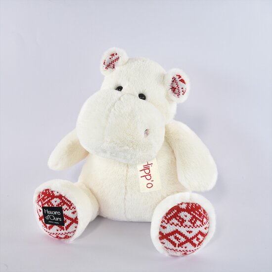 Les Hippos Peluche   Blanc Noël        40 cm   de               Histoire d'ours