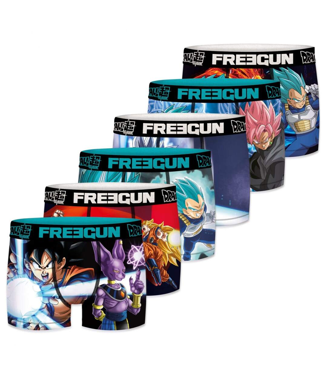 Boxer Homme Vegeta, Sangoku, Beerus, Calecon Homme, DRAGON BALL SUPER, Ajustement Parfait et Agréable (Lot de 6)