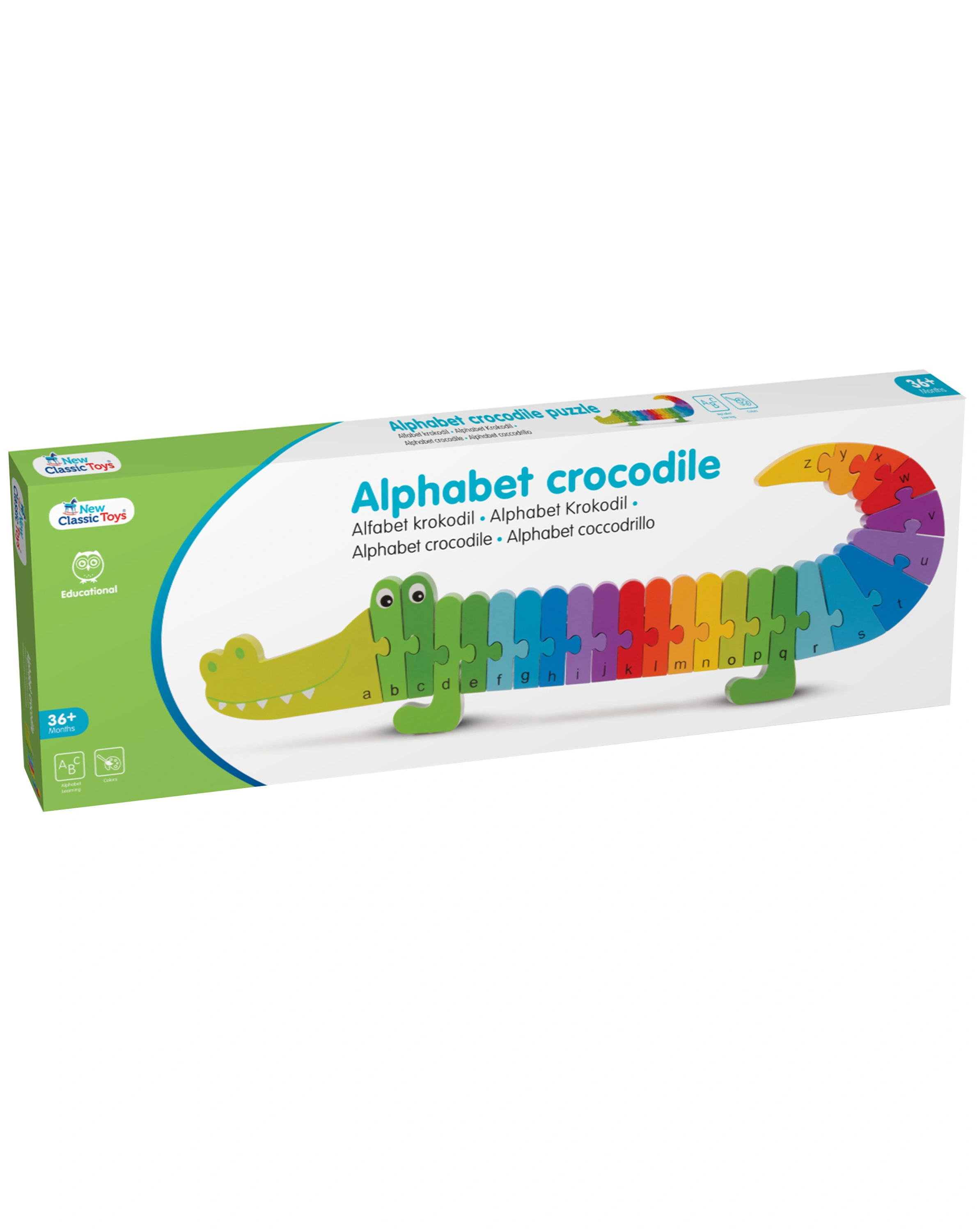 Holz-Puzzle ABC-KROKODIL in bunt