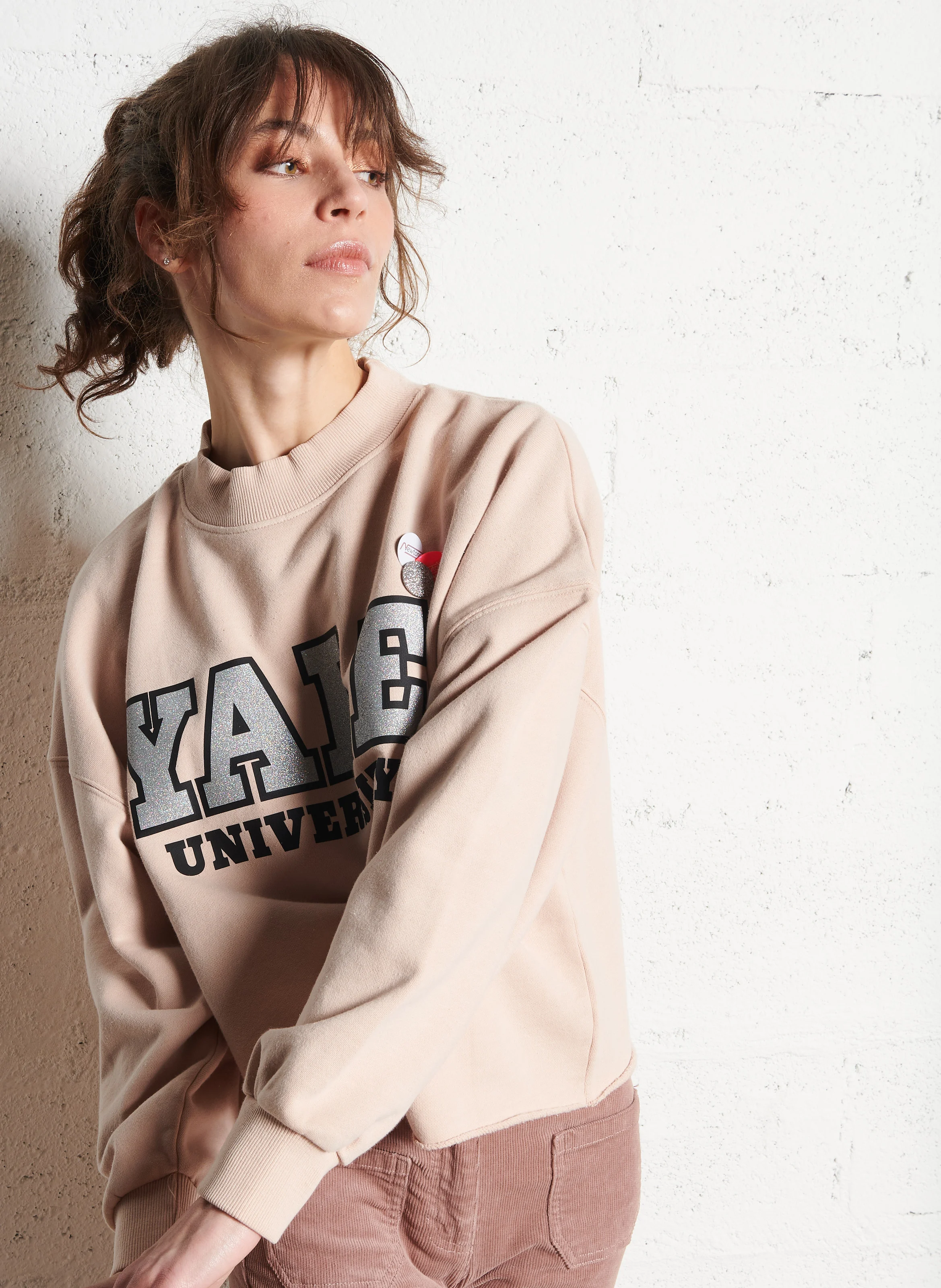PORTER UNIVERSITY - Sweat ample col rond sérigraphié en coton | Gris