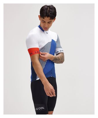 Maillot Manches Courtes Le Col Sport Léger Bleu/Blanc