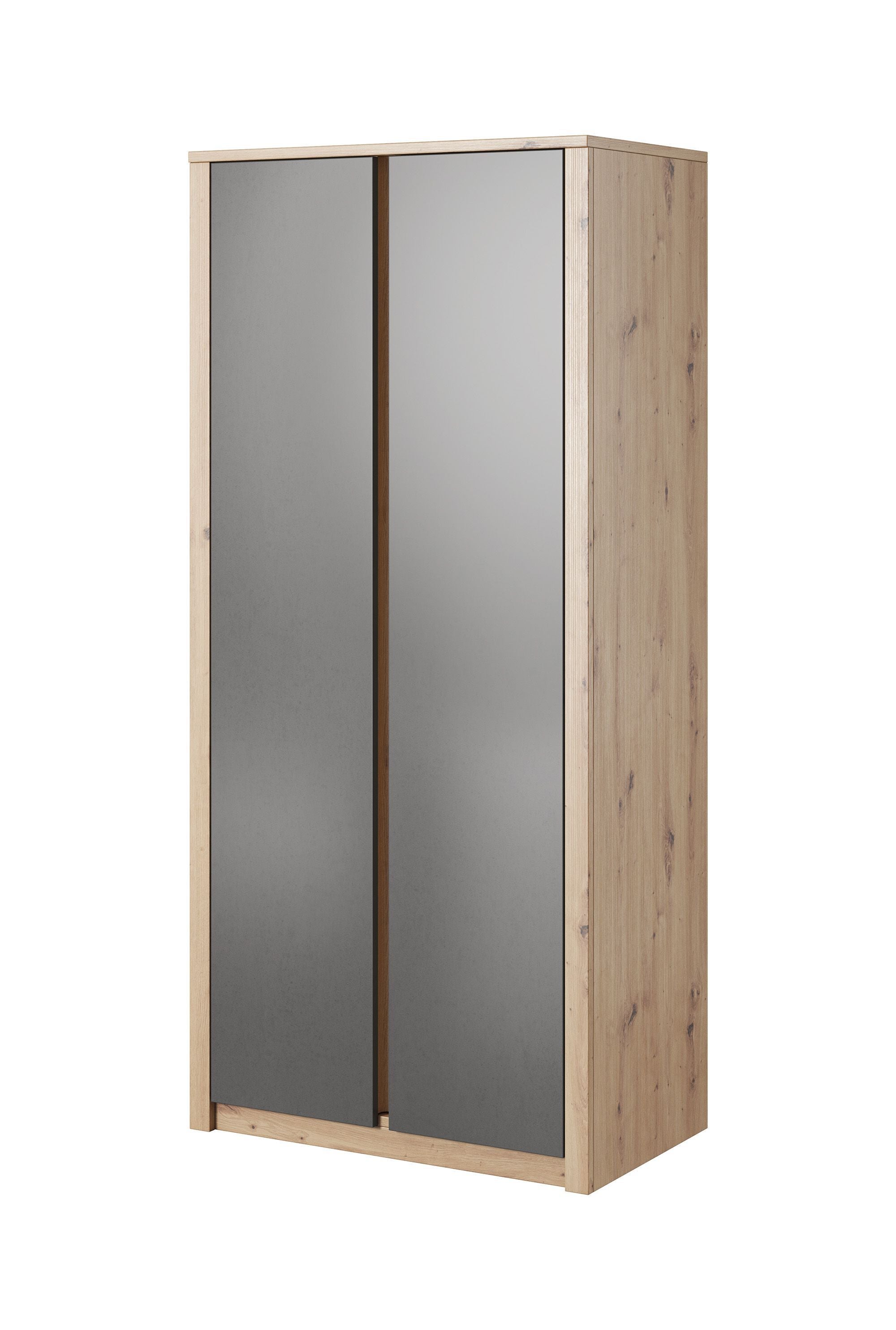 Meubella - Kledingkast Melody - Grijs - Eiken - 90 cm