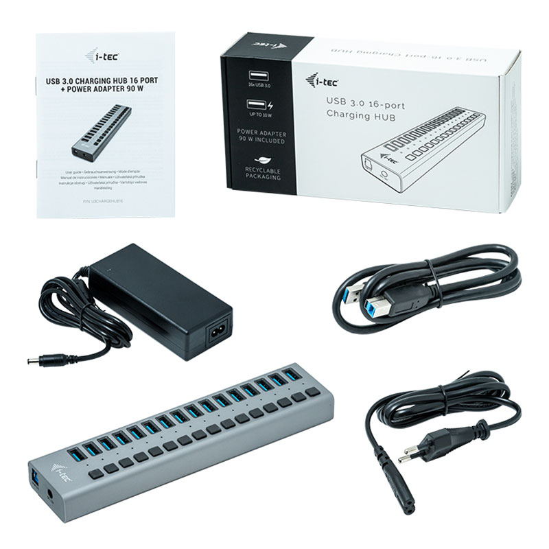 i-tec USB 3.0 Charging Hub 16 Port + Power Adapter 90W