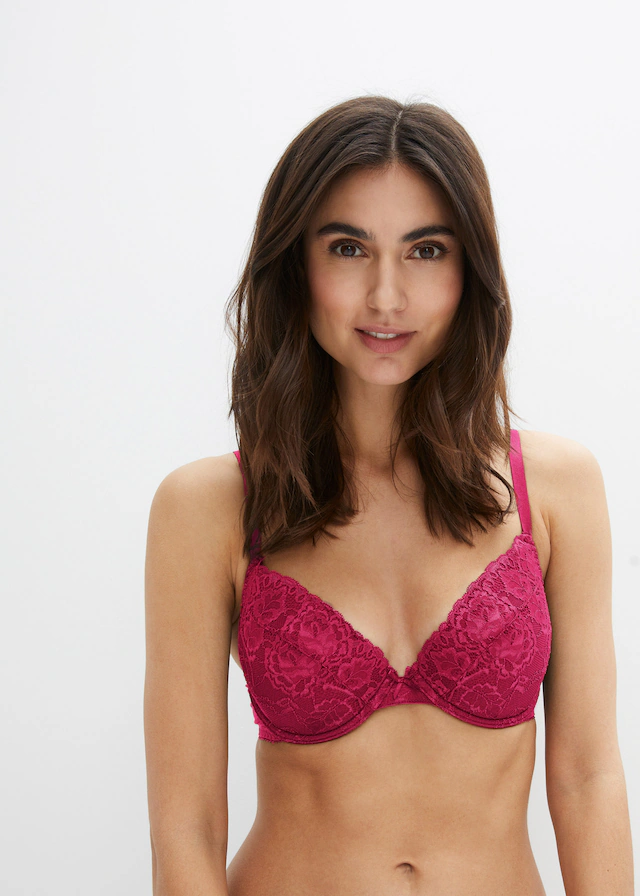 bonprix Push-up-BH »Push-up-BH mit feiner Spitze (3er Pack)« Packung, 3 Stk. leicht wattierte Cups, mit feinem Allover-Spitze, mit Baumwollfutter