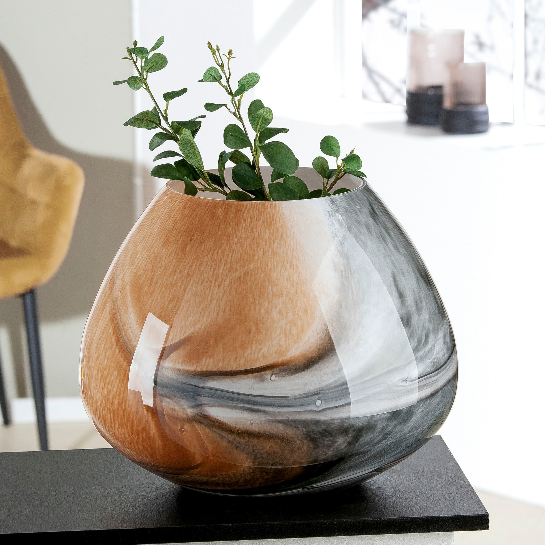 GILDE Tischvase »Draga, Höhe ca. 30 cm« dekorative Vase aus Glas, Blumenvase