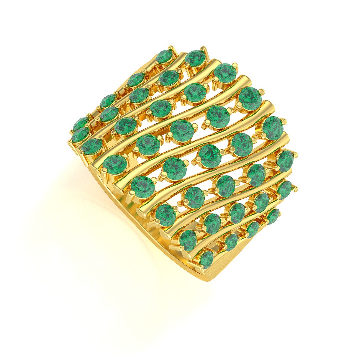 Bague ADEN Or 585 Jaune Emeraude 6.92grs