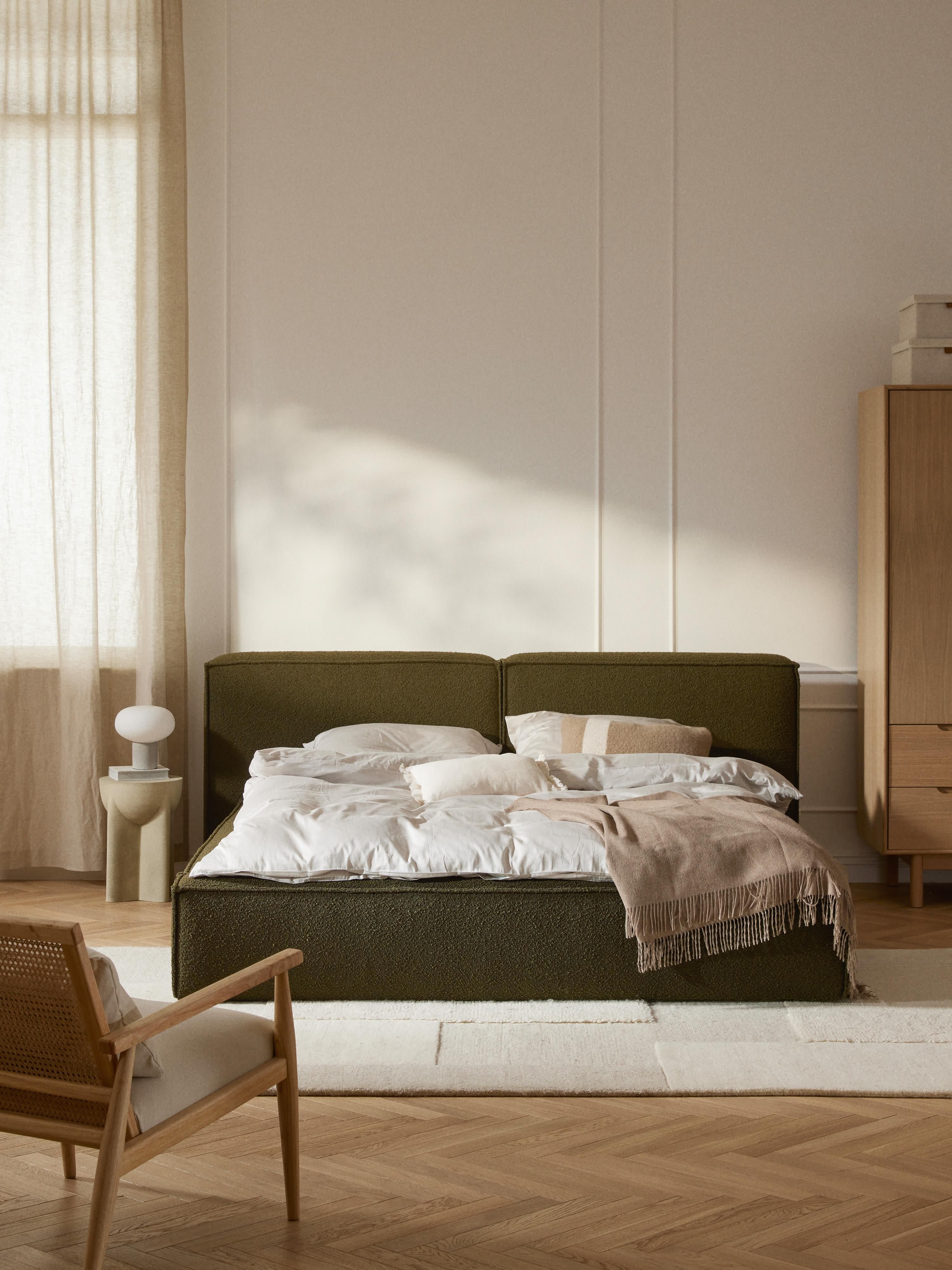 Bouclé gestoffeerd bed Lennon