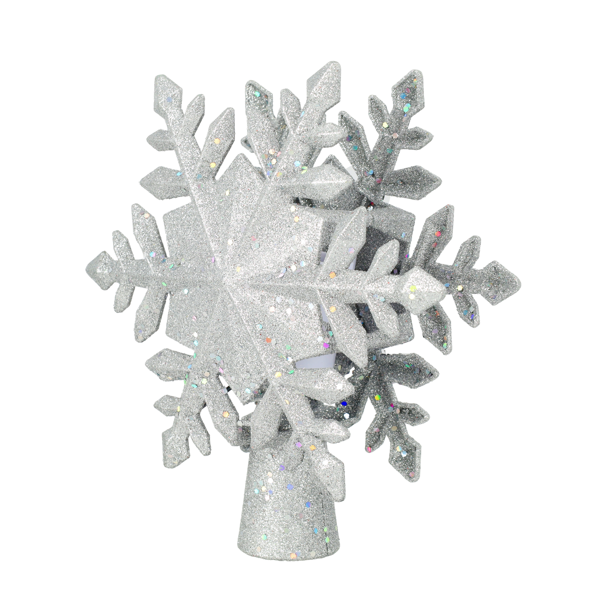 (23x24cm) LED Schneeflocke Christbaum Schmuck Weihnachsbaumspitze Christmas Deko Projektor - Silber