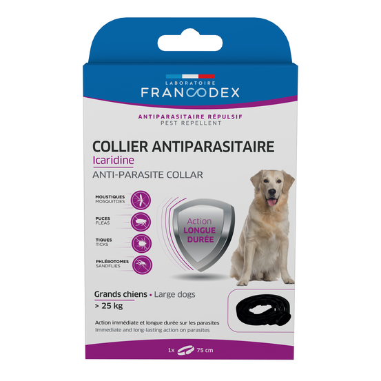 Collier Antiparasitaire Icaridine noir pour grand chien <gt/>25kg