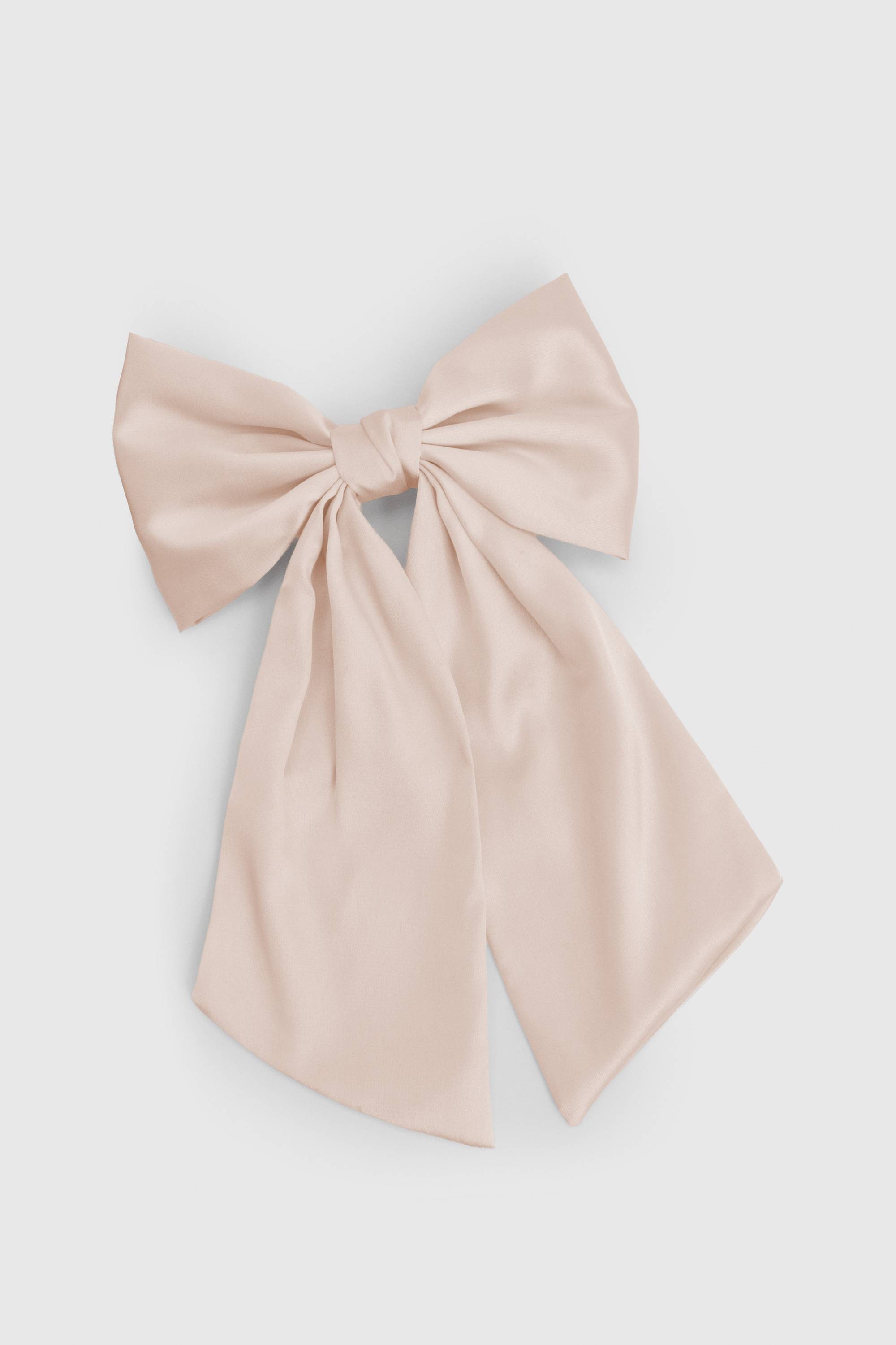 boohoo Barrette Nœud Large En Satin Champagne Pour Cheveux