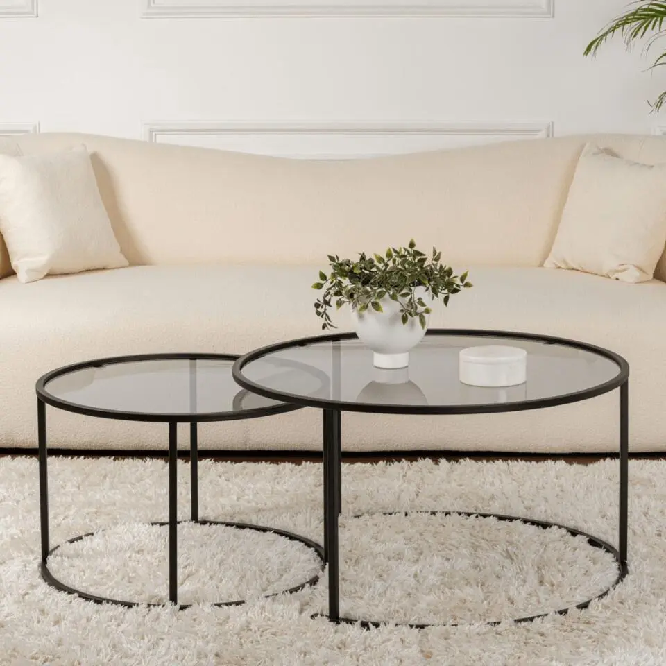 CALICOSY - Set van 2 Salontafels AURUM - 43x80x80 cm