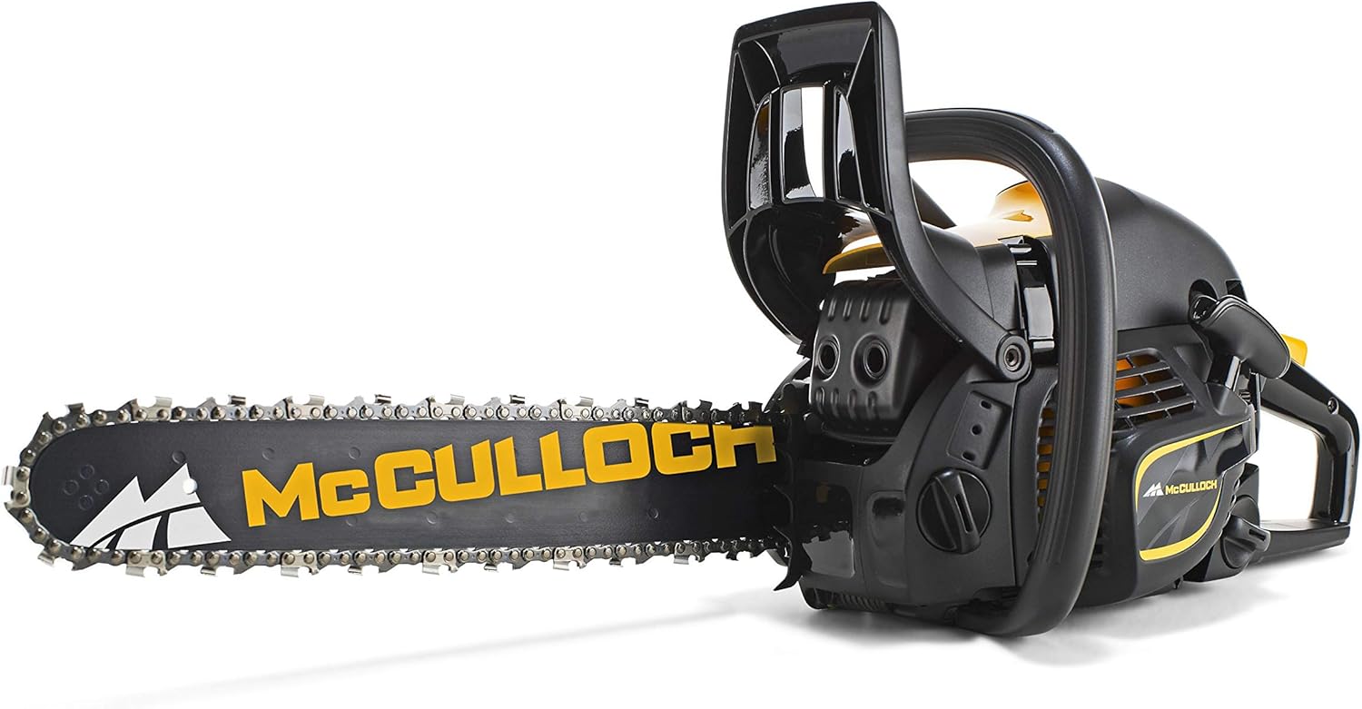 McCulloch Benzin-Kettensäge CS 450 Elite: Motorsäge mit 2000 W Motorleistung, 45 cm Schwertlänge, doppelte Kettenbremse, Start-Stopp-Schalter (Art.-Nr. 00096-66.317.18)